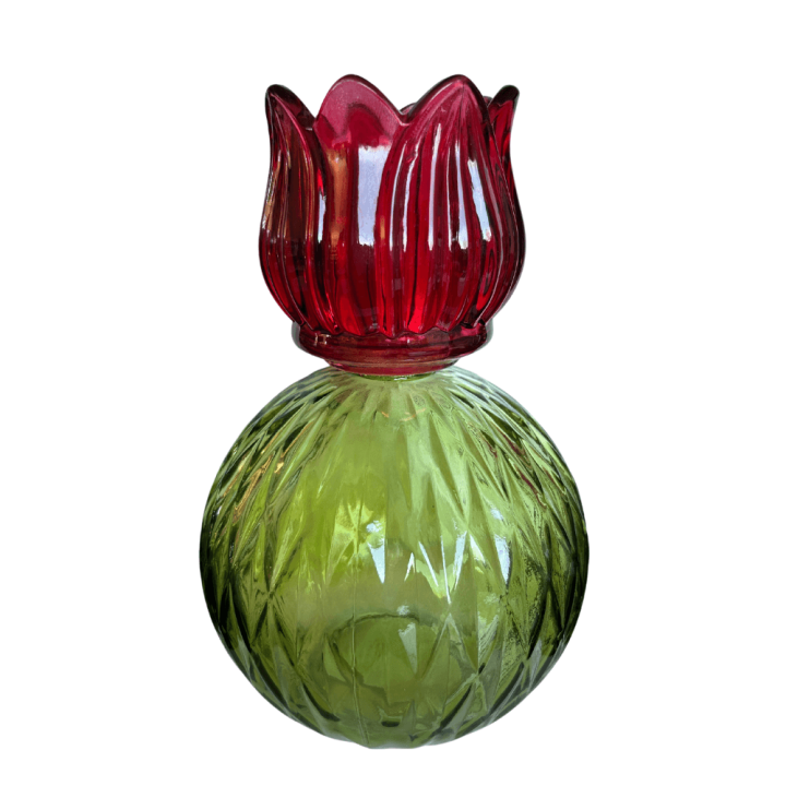 Kandelaar en Vaasje  Flower T-light bol- Rood