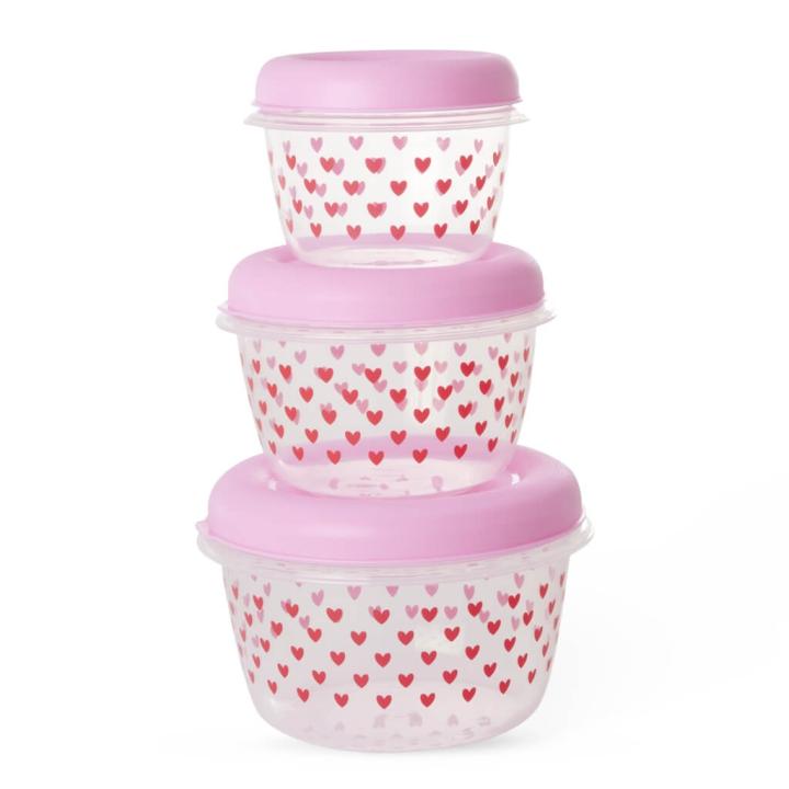 Set van 3 Hartjes bewaarbakjes – BPA-vrij Kunststof - Rice