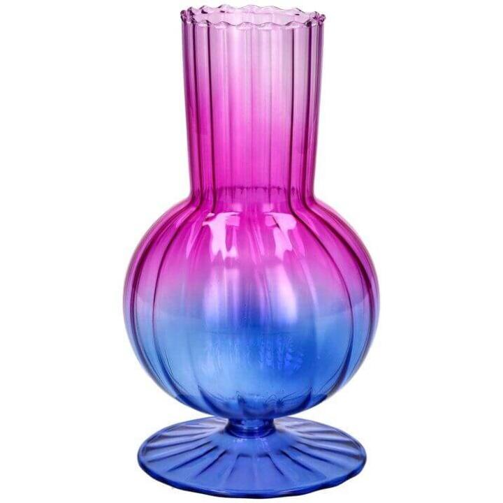 Glazen Vaasje Blauw-Fuchsia - 20 cm hoog