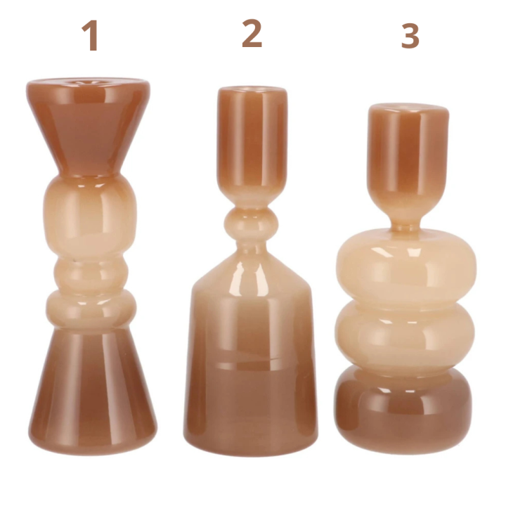 Glazen Vazen – 21 cm Hoog – Warme Koffietinten - 1