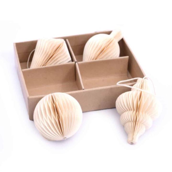 Kerst hangers gebroken wit set van 4