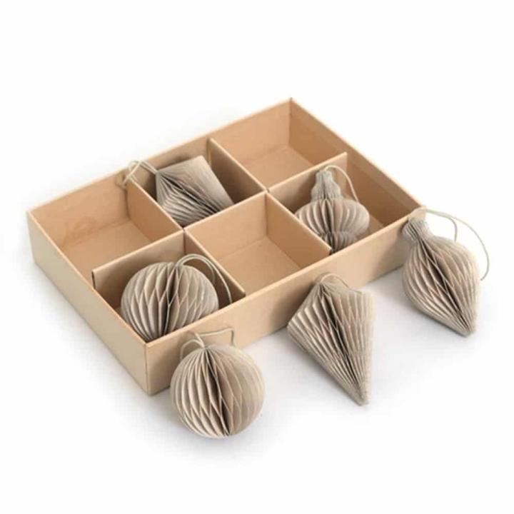 Kerst ornament hangers gebroken wit set van 6