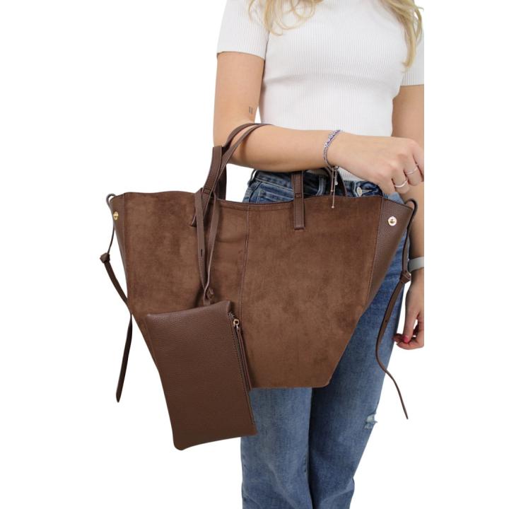PHEBE SUEDE SHOPPER | BROWN
