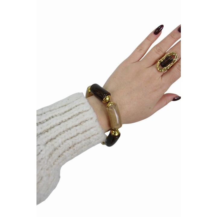 ELASTIC STONE BRACELET | MARBLE BROWN