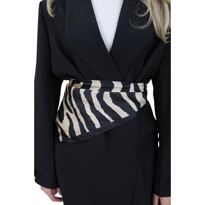 SATIN SCARF ZEBRA | BLACK