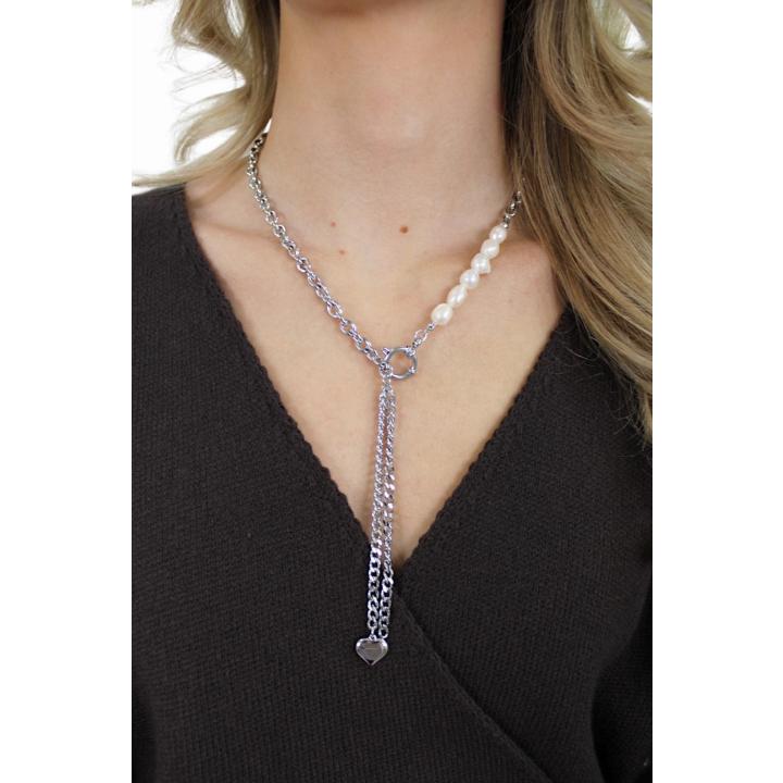 PEARL HEART NECKLACE | ZILVER