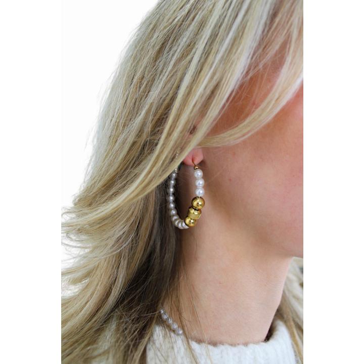 CUTE PEARL HOOPS | GOUD