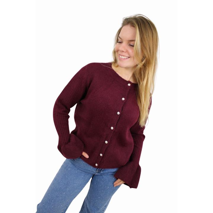 SOFT PEARL CARDIGAN | AUBERGINE