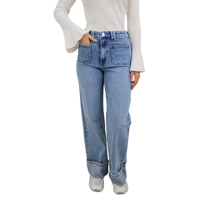 QUEEN HEARTS POCKET JEANS W3802 | BLUE - 34/XS