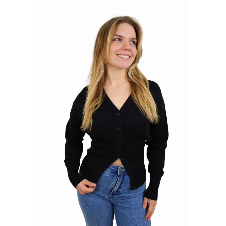 SOFT SPLIT CARDIGAN | BLACK - S/M