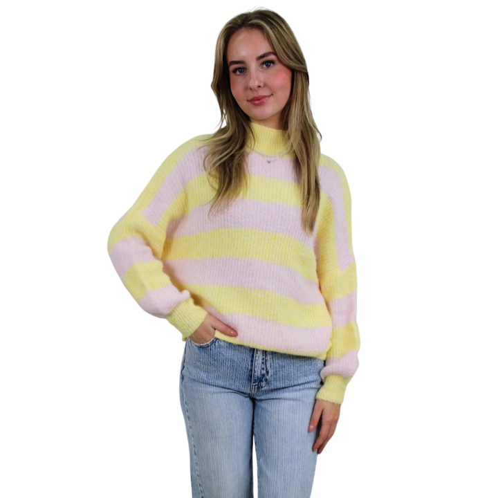 KADY SOFT STRIPED KNIT | YELLOW/BABYPINK