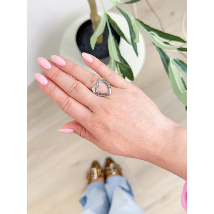 CUTE OPEN HEART RING | ZILVER
