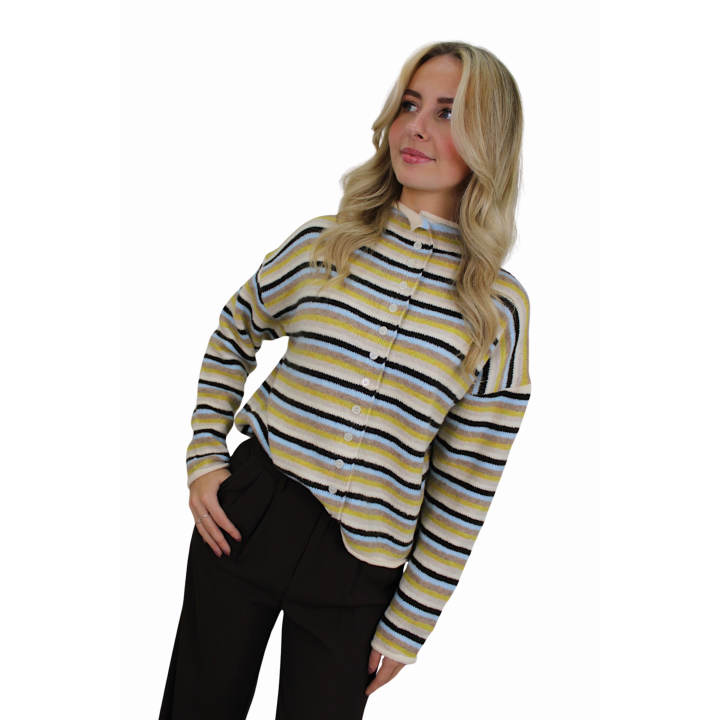 MABLE SOFT STRIPED CARDIGAN | BLUE/GREEN