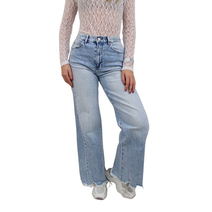 QUEEN HEARTS STRIPED WIDE LEG JEANS | W3720 - 34/XS