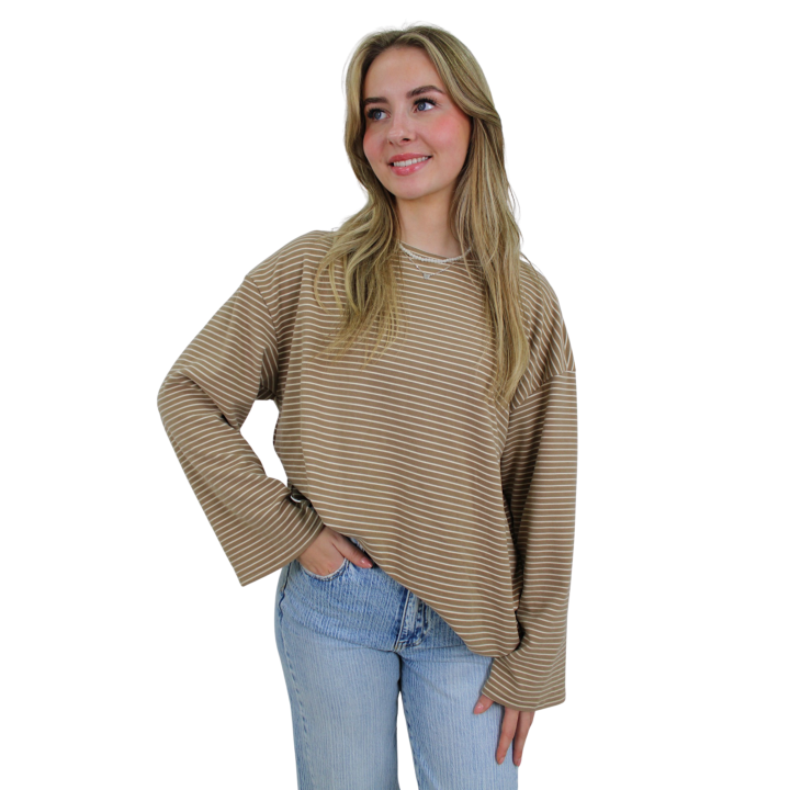 FLAIR STRIPED T-SHIRT | BEIGE - S/M