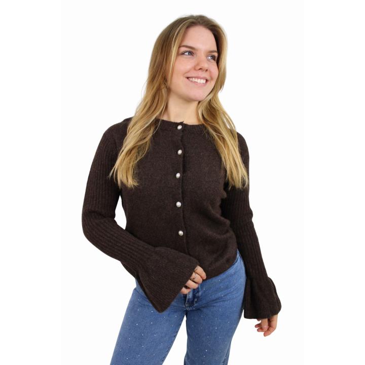 SOFT PEARL CARDIGAN | BROWN