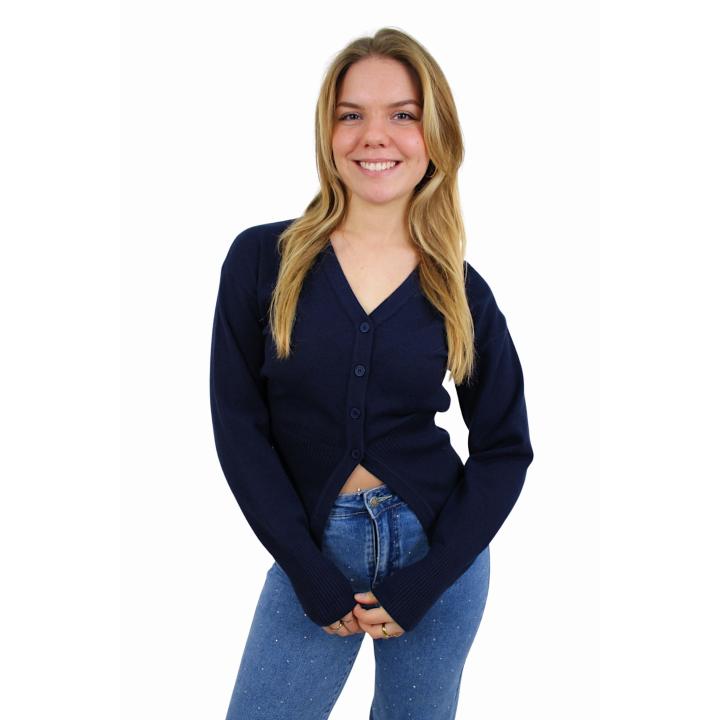 SOFT SPLIT CARDIGAN | NAVY - S/M
