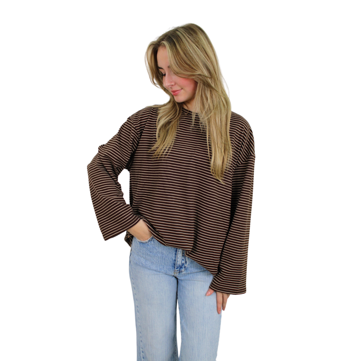 FLAIR STRIPED T-SHIRT | BROWN - S/M