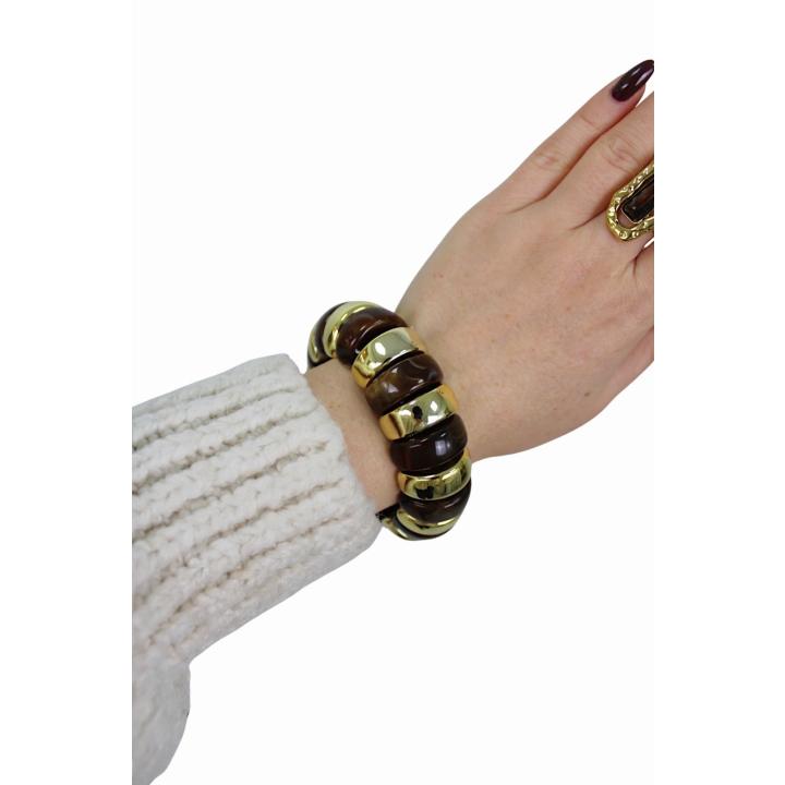 ELASTIC STONE BRACELET | OVAL BROWN