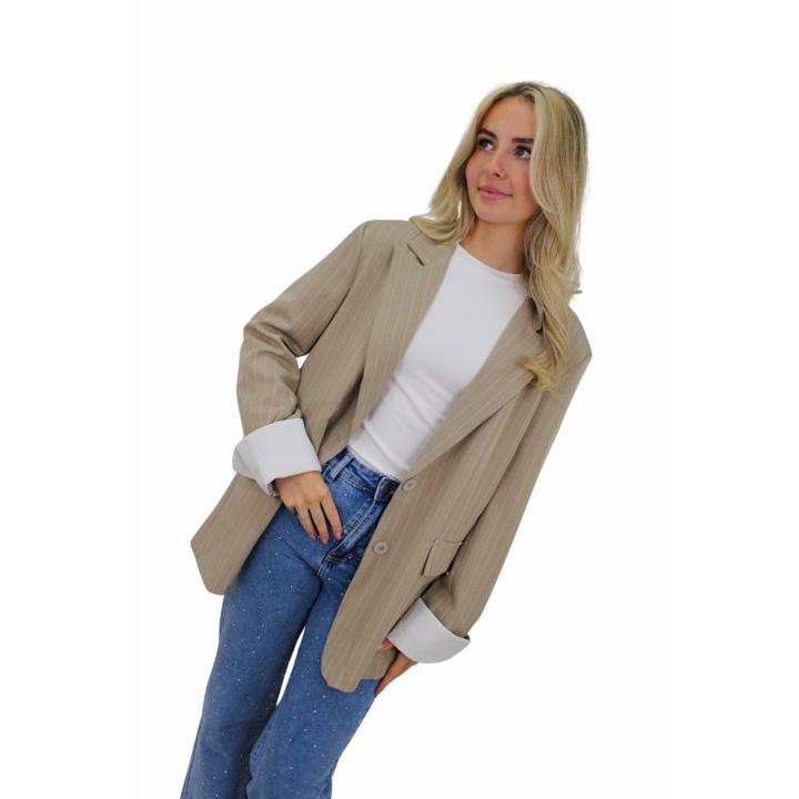 KAYLEY OVERSIZED STRIPED BLAZER | BEIGE