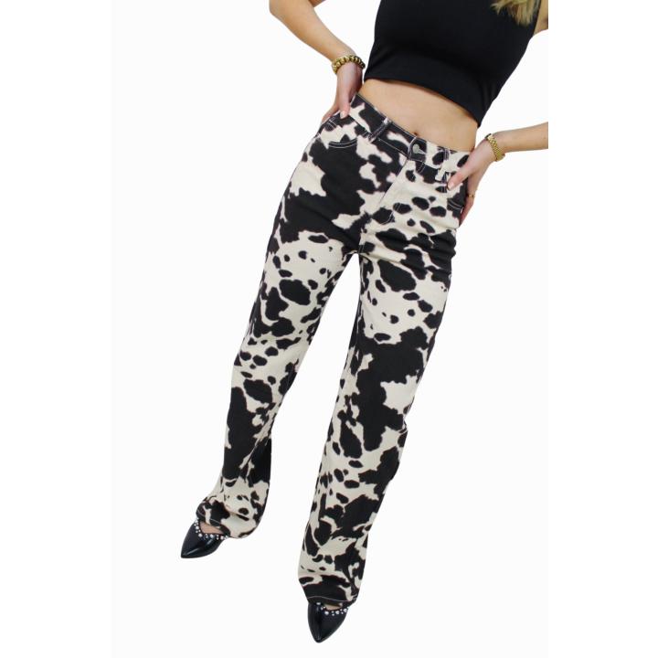 COW WIDE LEG JEANS - H960 | BROWN/WHITE - 34/XS