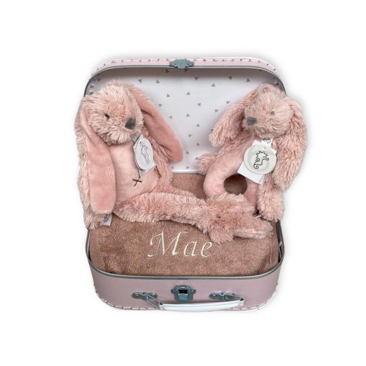 Kraamcadeau koffertje Konijn Richie |  Oudroze