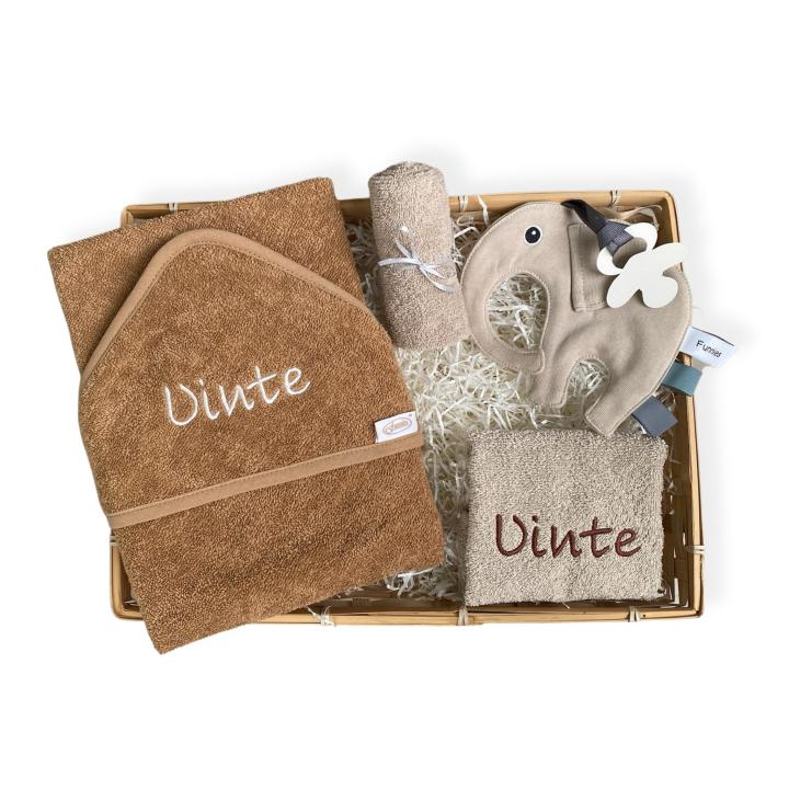 Neutraal kraamcadeau I Kraammand Beige & Bruin