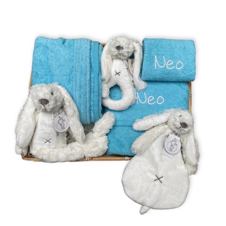 Kraammand Happy Horse XL I Blauw & Wit