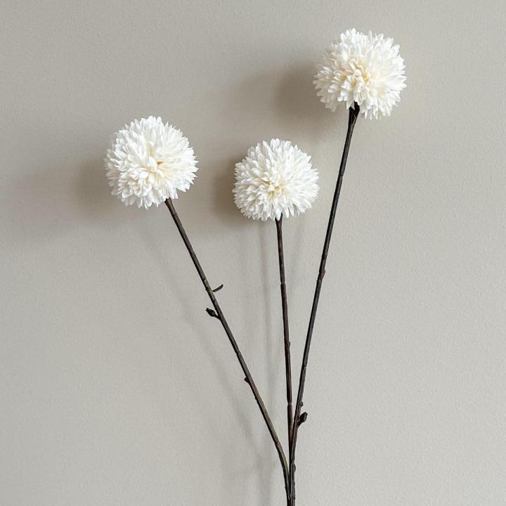 Zijdebloem Pompom tak M wit