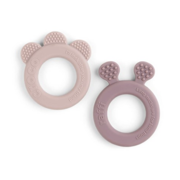 Set van 2 siliconen bijtringen powder | Done by Deer