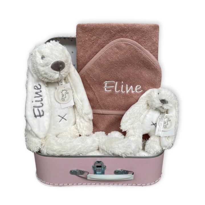 Kraamcadeau koffer Richie | Oudroze & Wit