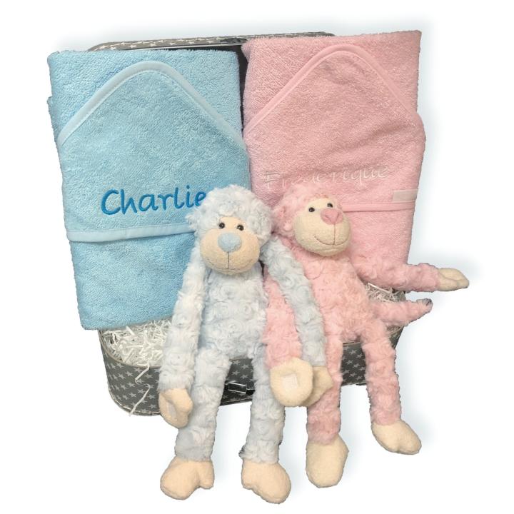 Tweeling Kraamcadeau koffer | Aapjes | Stel zelf samen