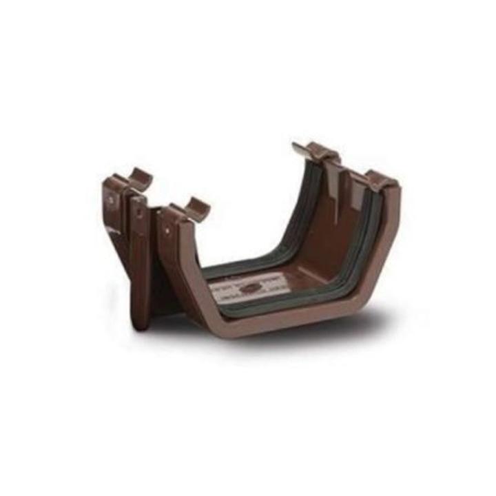 Square line dakgoot koppelstuk bruin