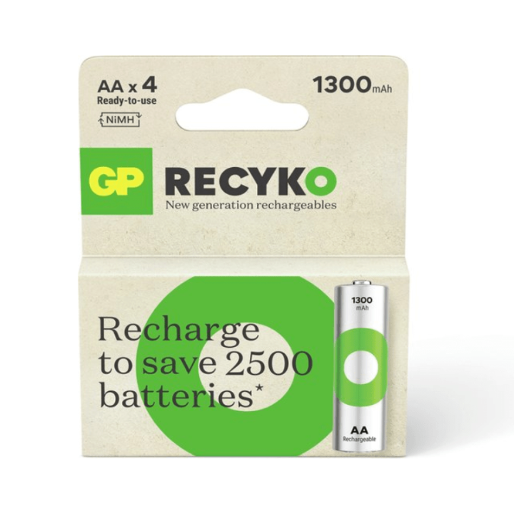 GP ReCyko+ Oplaadbare AA Batterij 1300mAh 1,2V - 4 stuks