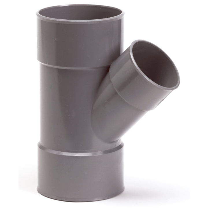 PVC T-stuk 45° 3xLV verloop - 75-40mm