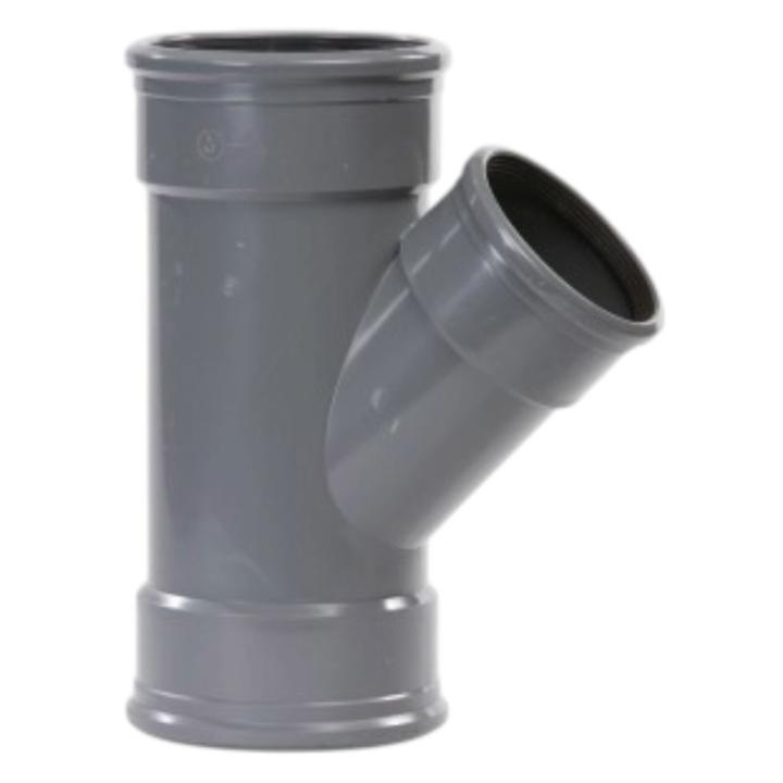 PVC 160 - 125 mm T-stuk 45° 3 x manchet verloop