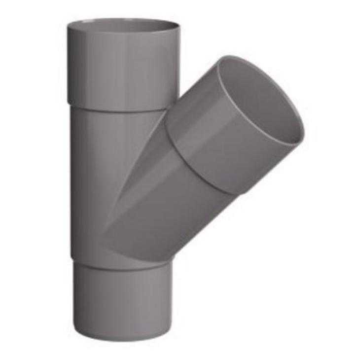 PVC 70 mm T-stuk 45° HWA 2 x LV - verjongd spie