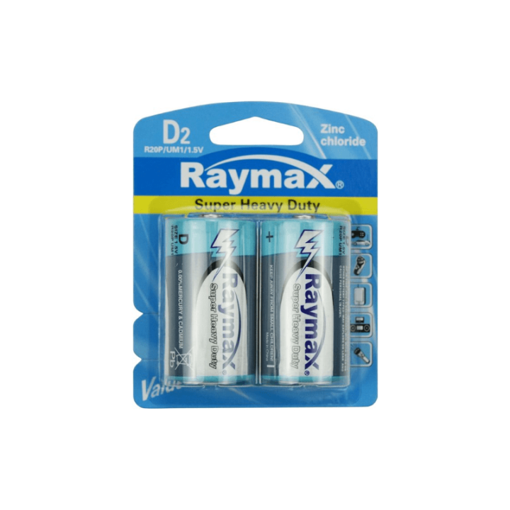 Raymax Zink-koolstof D-batterij 7800mAh - 2 stuks