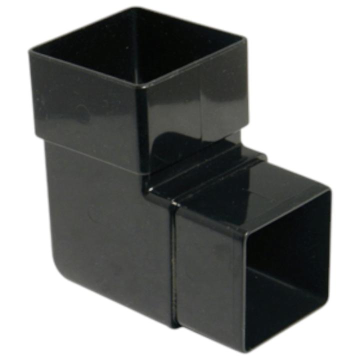 Regenpijp vierkant bocht 90graden zwart 65mm
