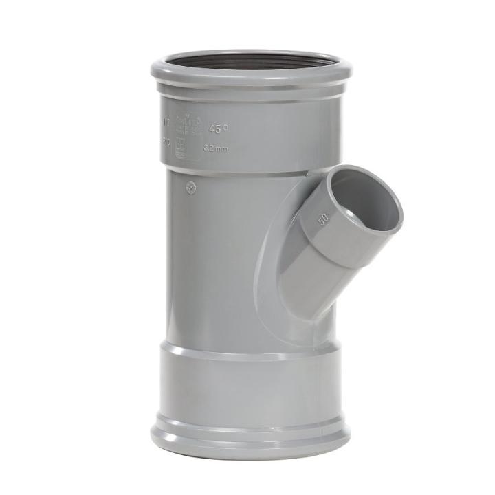 PVC T-stuk 45° Manchet verloop (110x75mm)  manchet/lijmmof