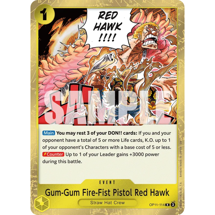 Gum-Gum Fire-Fist Pistol Red Hawk (Luffy Deck) OP11-114 - Learn Together Deck Set - Normal