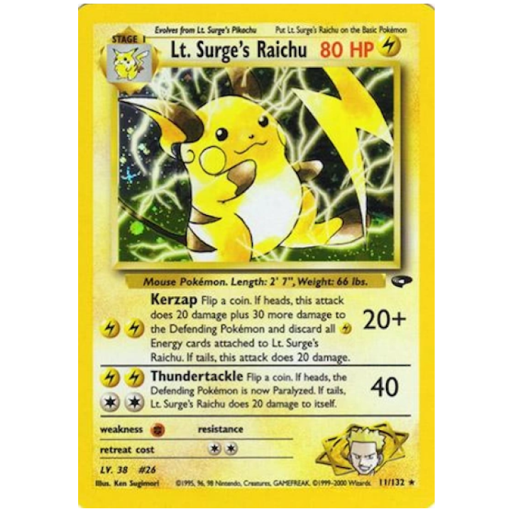 Lt. Surge's Raichu 11/132 - Gym Challenge (Unlimited) - Holofoil
