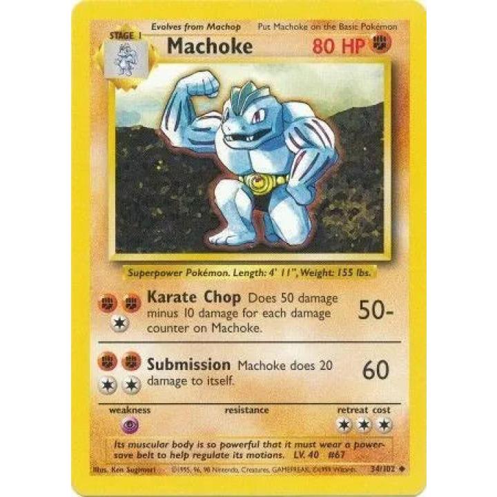 Machoke 34/102 - Base Set (Unlimited) - Normal