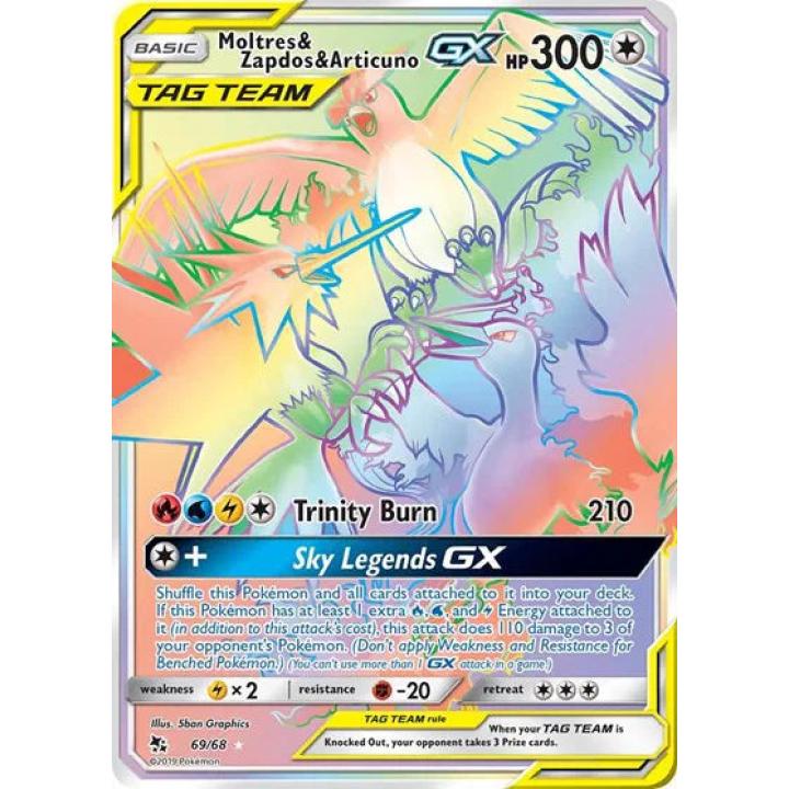 Moltres & Zapdos & Articuno GX 69/68 - Hidden Fates - Holofoil