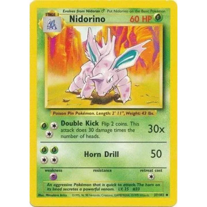 Nidorino 37/102 - Base Set (Unlimited) - Normal