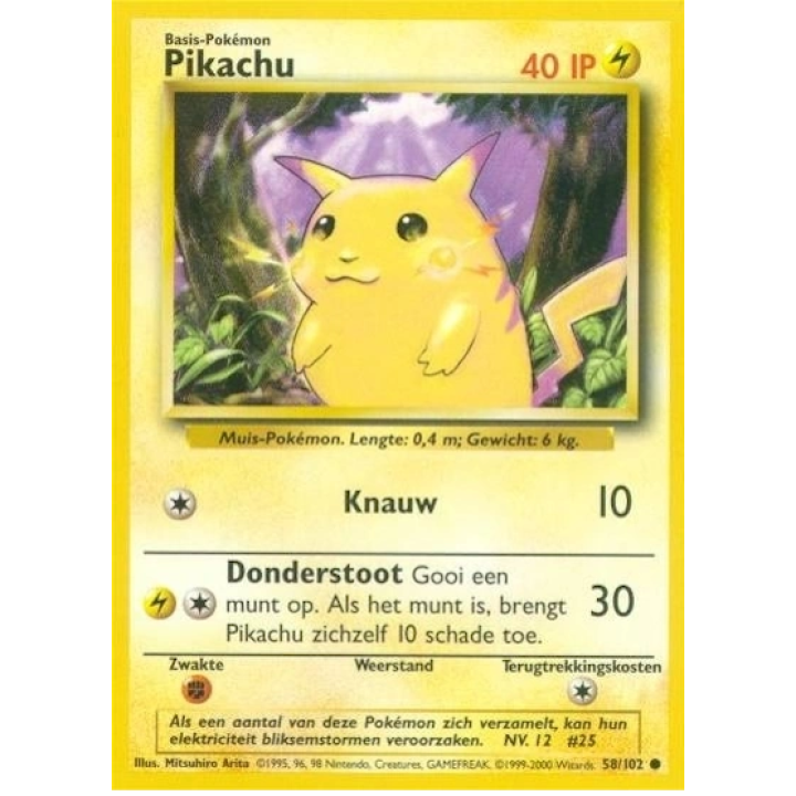 Pikachu (NL) 58/102 - Base Set (Unlimited) - Normal - Near Mint
