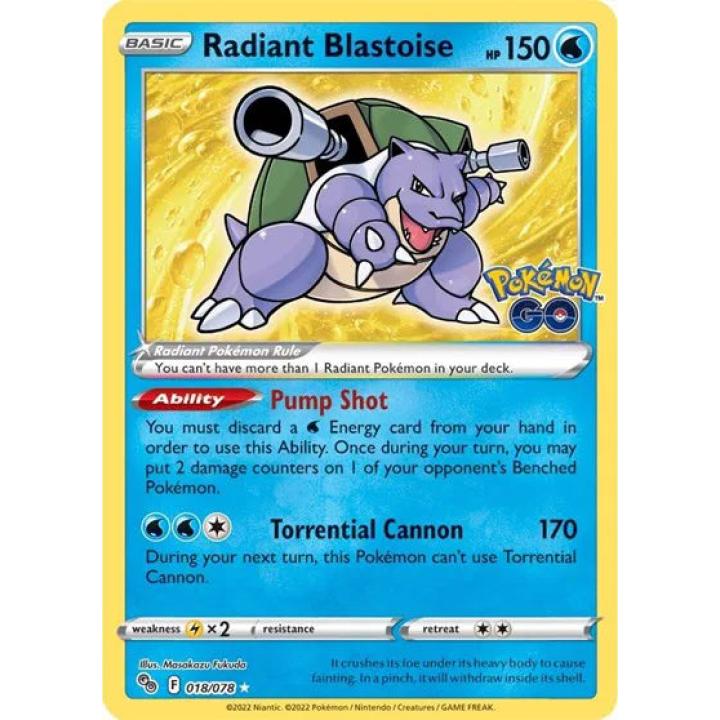 Radiant Blastoise 018/078 - Pokemon Go - Holofoil