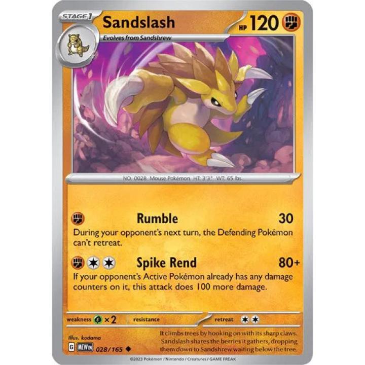 Sandslash 028/165 - Scarlet & Violet 151 - Reverse Holofoil