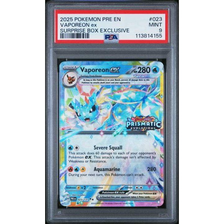 Vaporeon ex (Stamped - PSA 9) 023/131 – Prismatic Evolutions – Holofoil