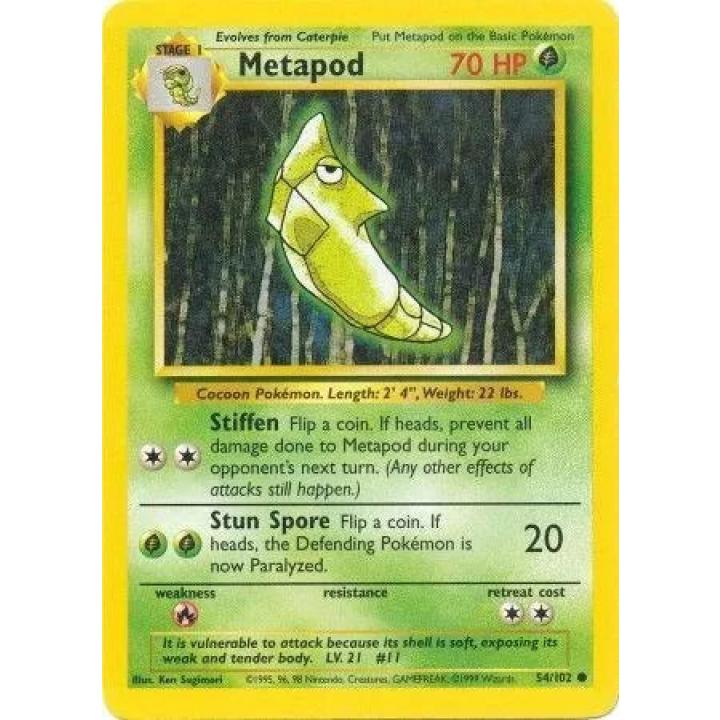 Metapod 54/102 - Base Set (Unlimited) - Normal - Excellent